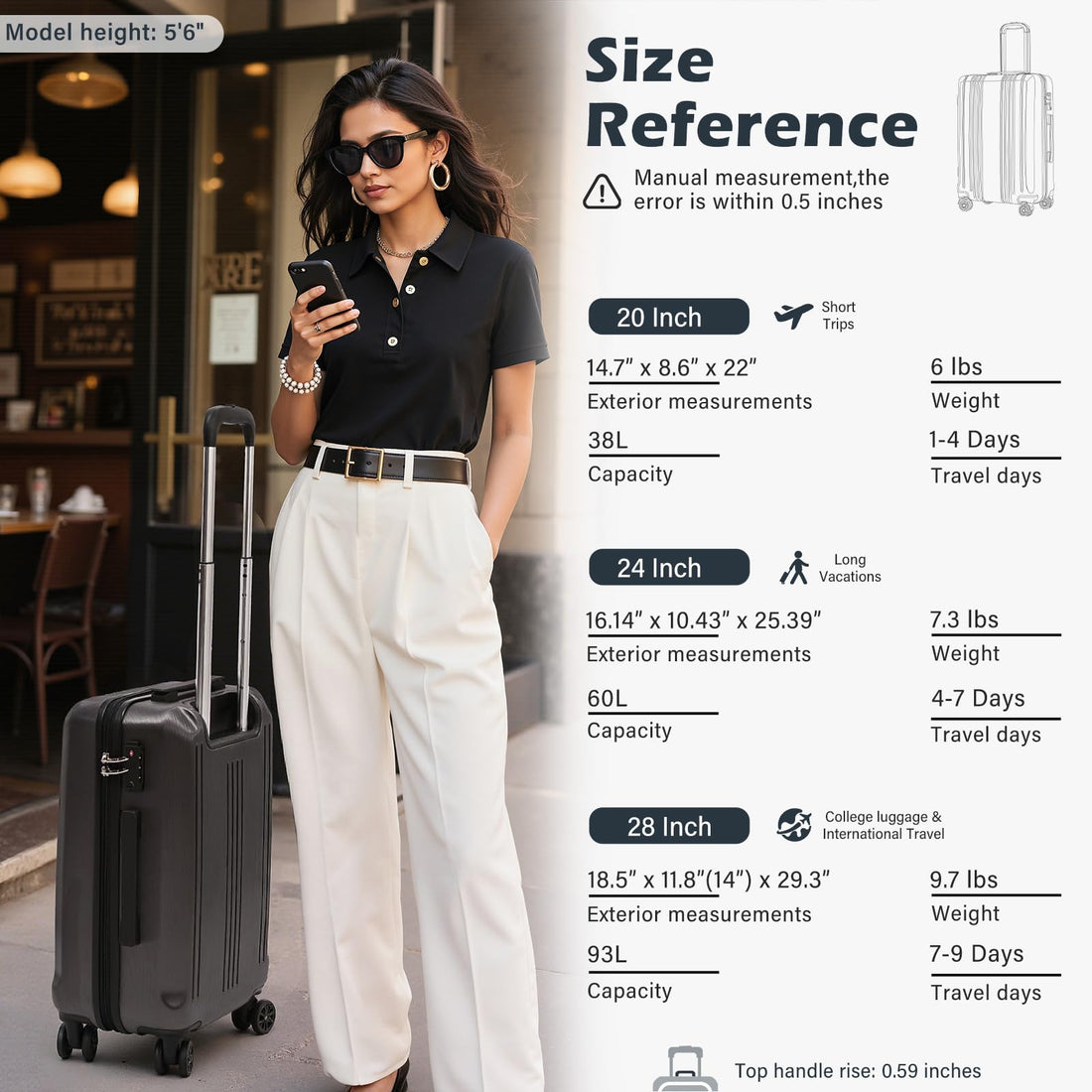 Coolife 3-Piece Expandable Luggage Set