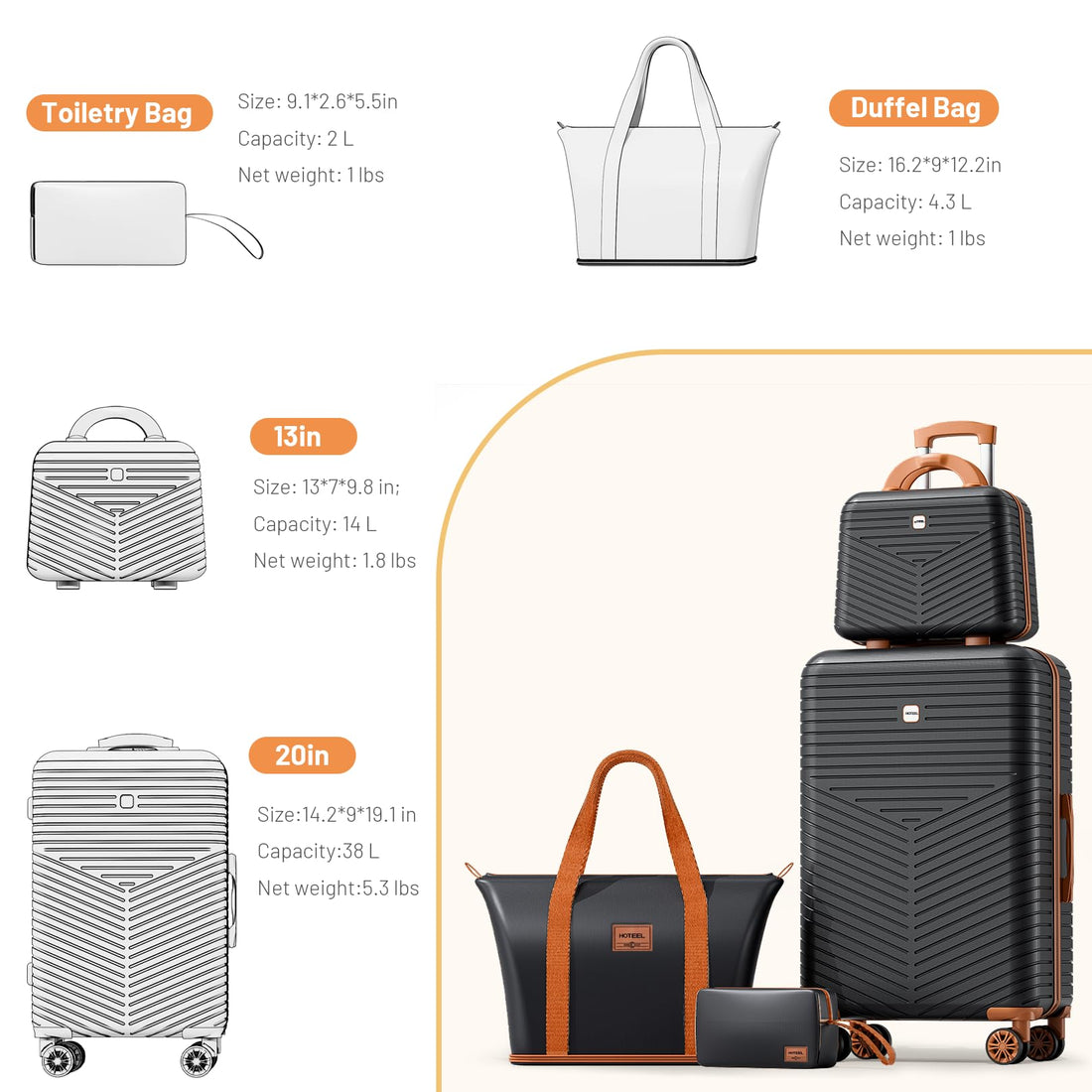 4-Piece Hoteel Luggage Set