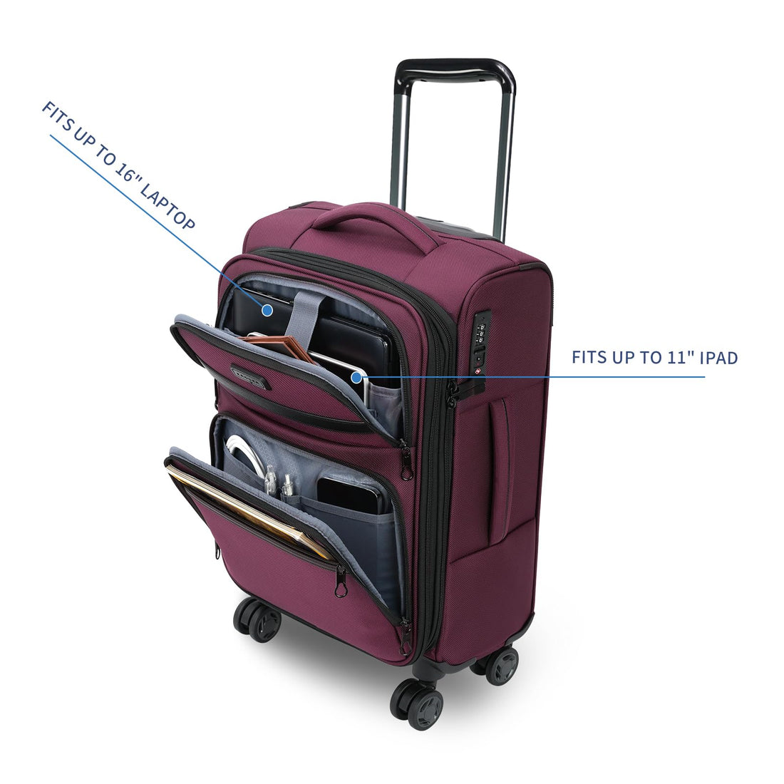 KROSER 20" Carry-On Burgundy