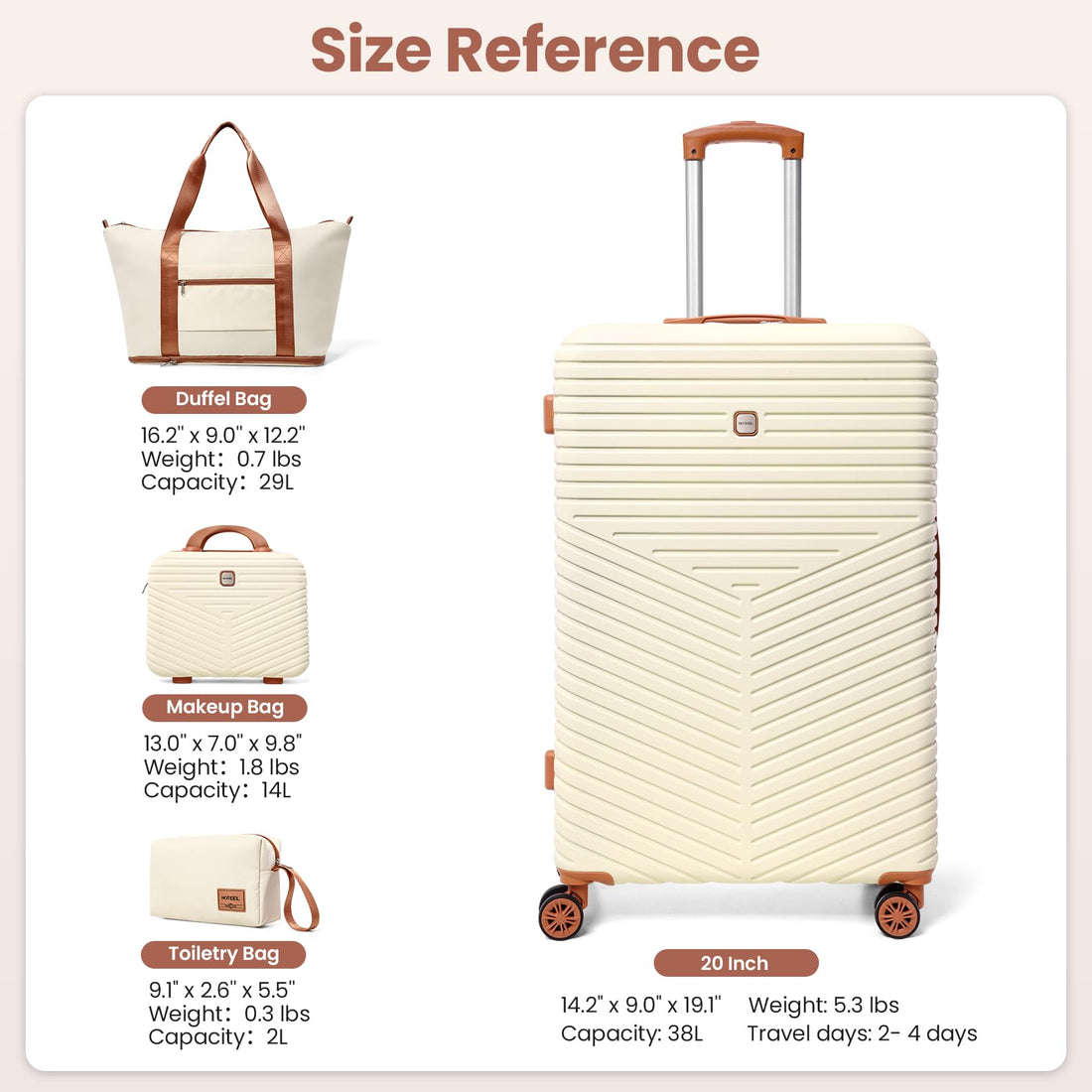 Hoteel 4-Piece Luggage Set – Beige