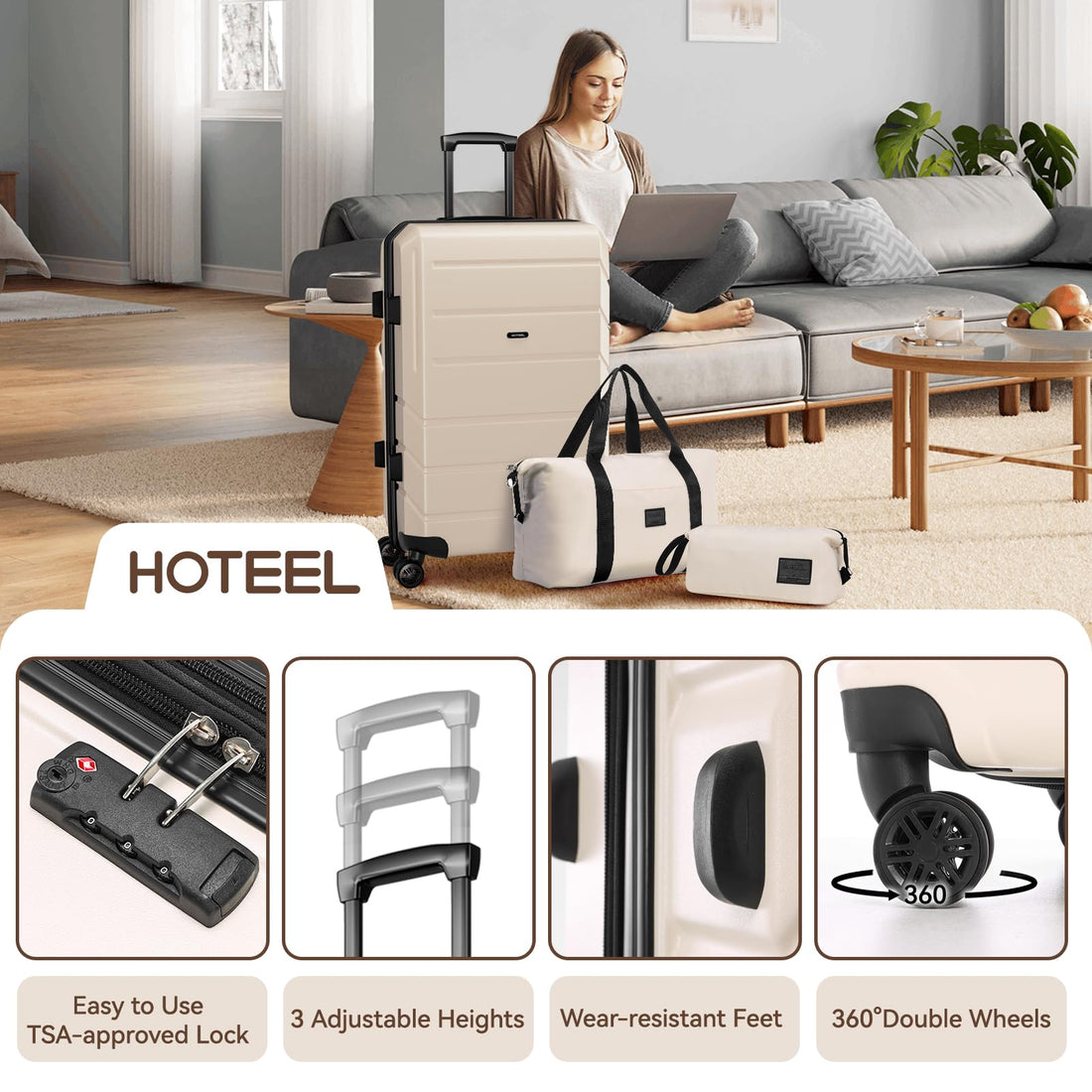 Hoteel 5-Piece Beige Luggage