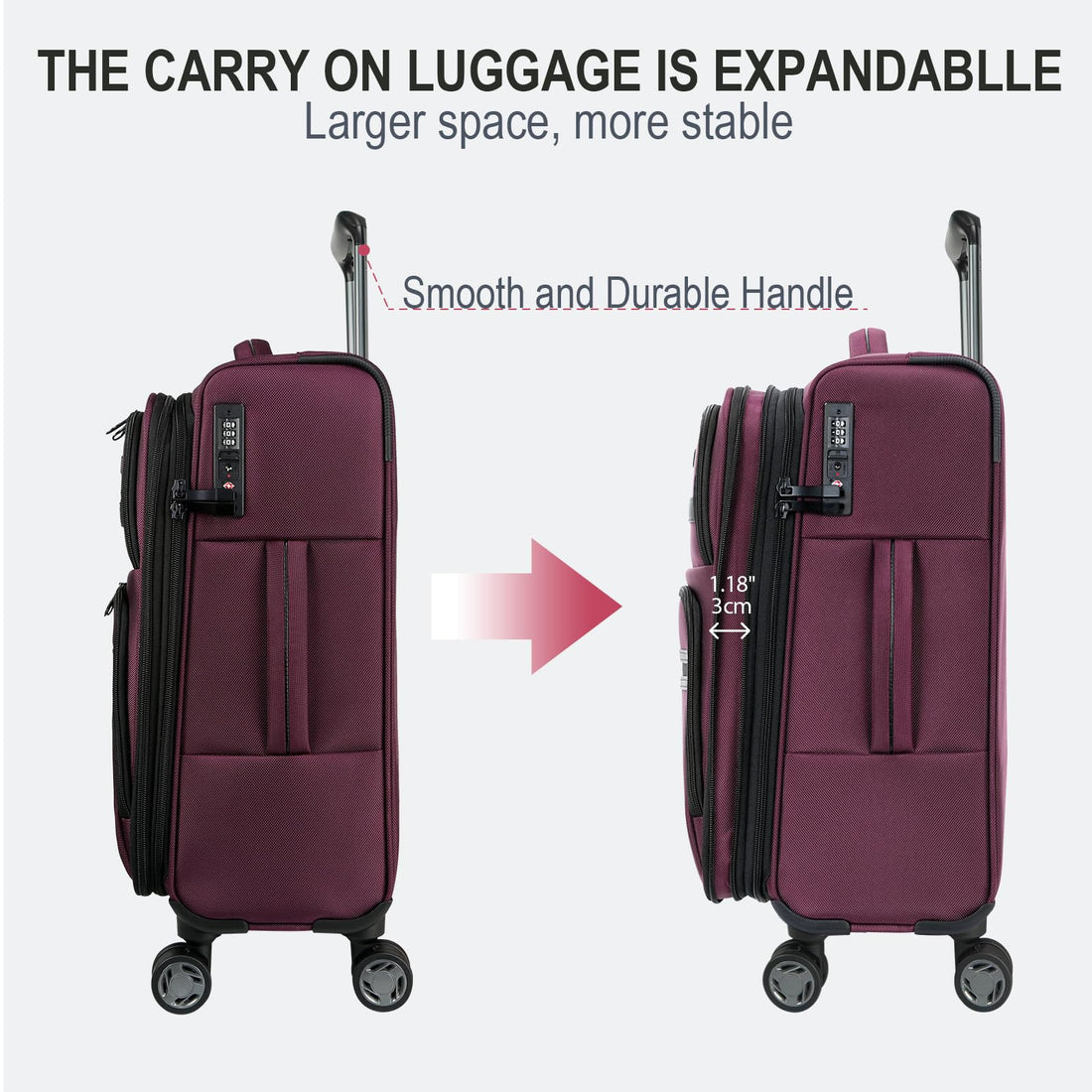 KROSER 20" Carry-On Burgundy