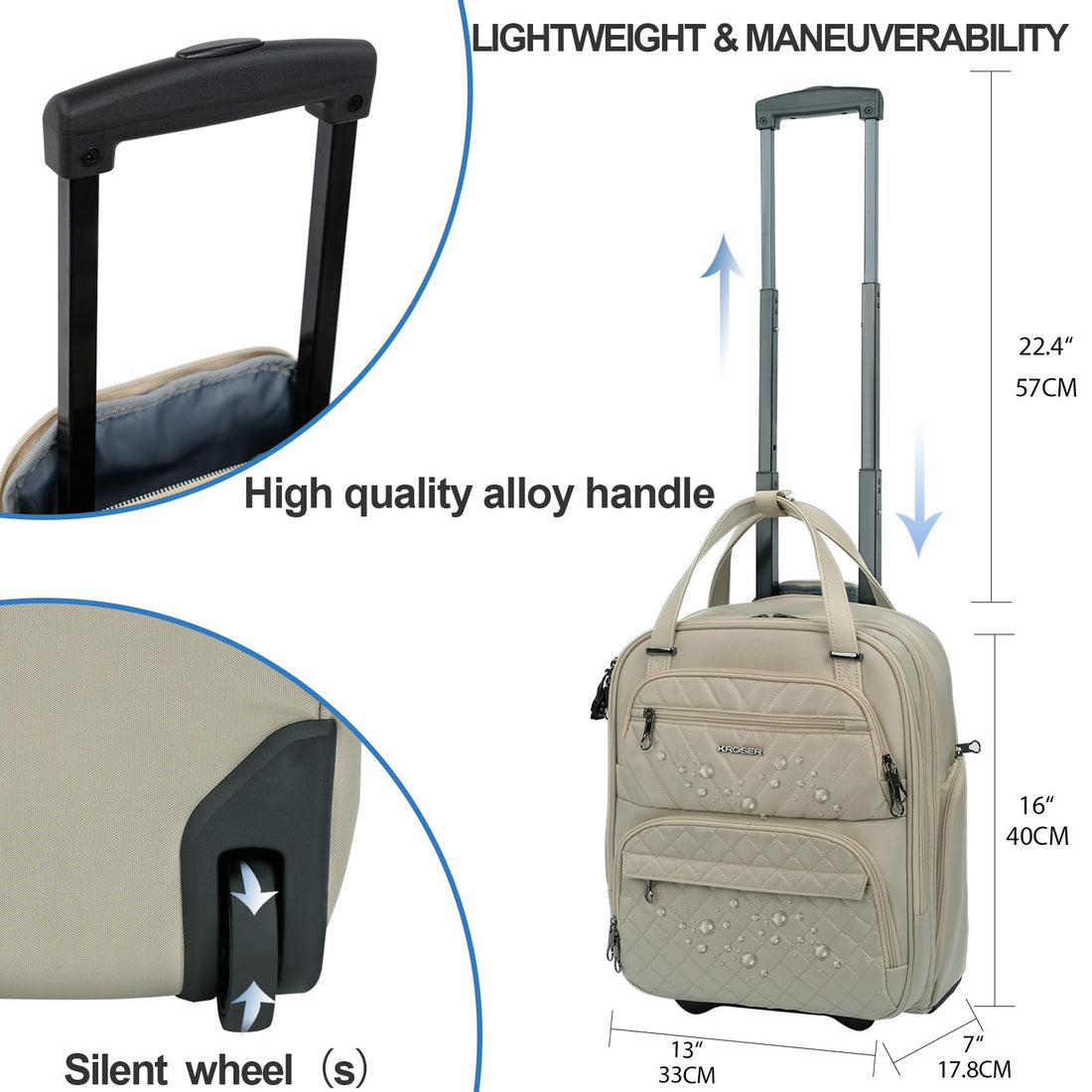 KROSER 16" Underseat Luggage Grey