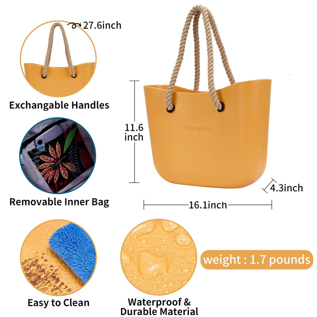 MRMIMI Waterproof Rubber Tote Bag