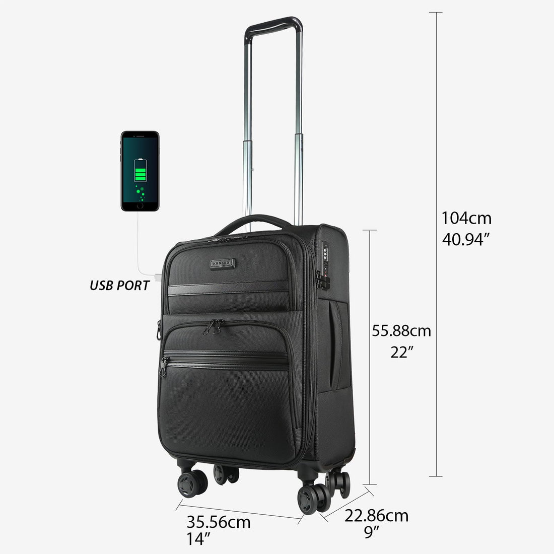 KROSER 20" Carry-On Burgundy