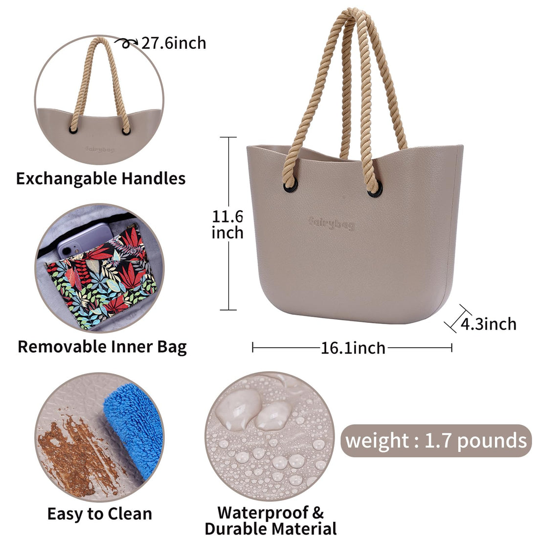 MRMIMI Waterproof Rubber Tote Bag