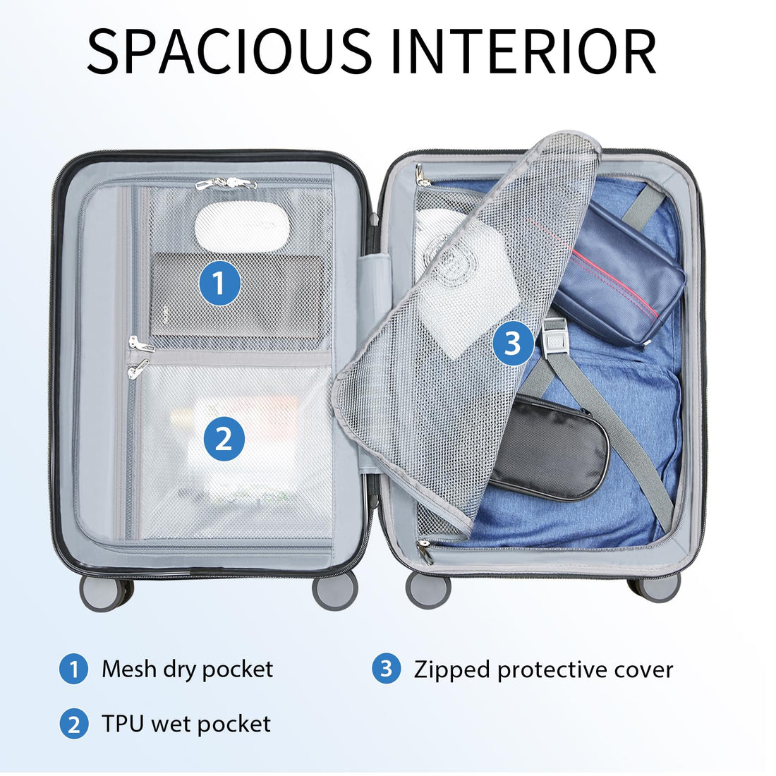 KROSER 20" Carry-On Luggage White