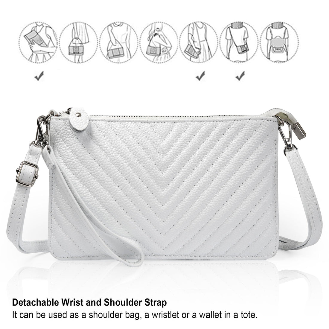 befen Genuine Leather Wristlet Clutch Wallet Purses Small Crossbody Bags for Women with RFID Blocking Card Slots