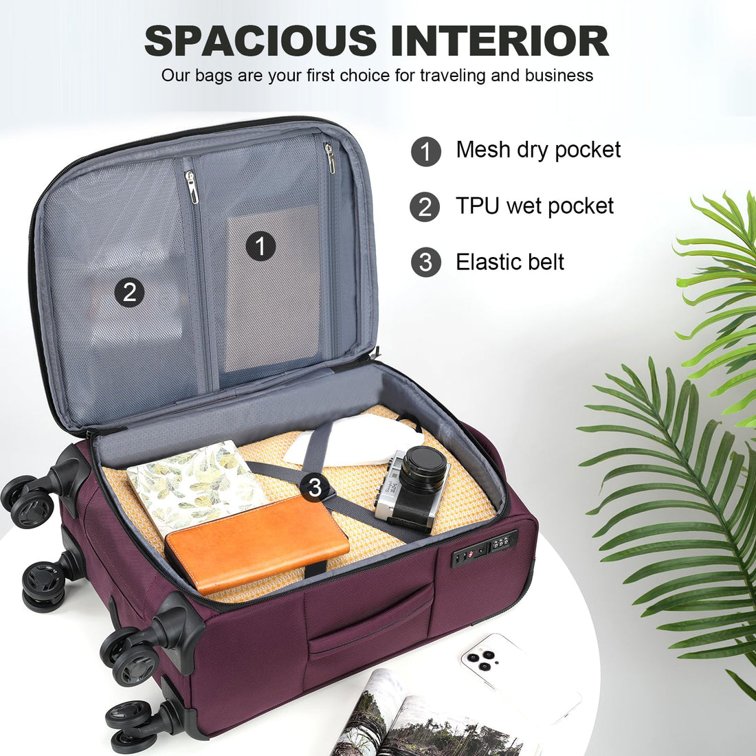 KROSER 20" Carry-On Burgundy