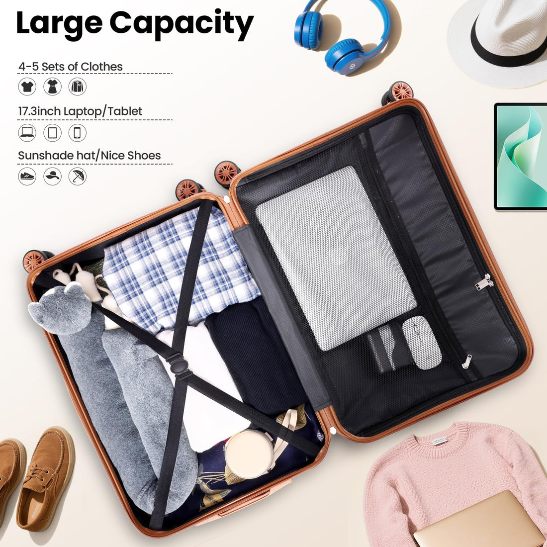 Hoteel 4-Piece Luggage Set – Beige