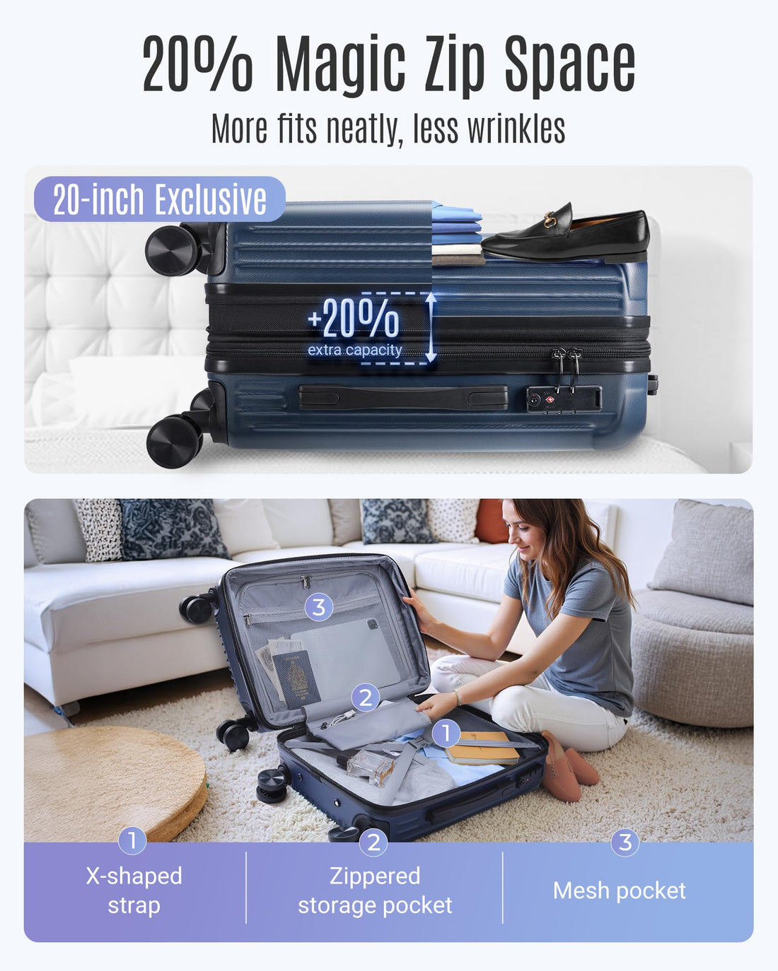 3-Piece Luggage Set – Royal Blue