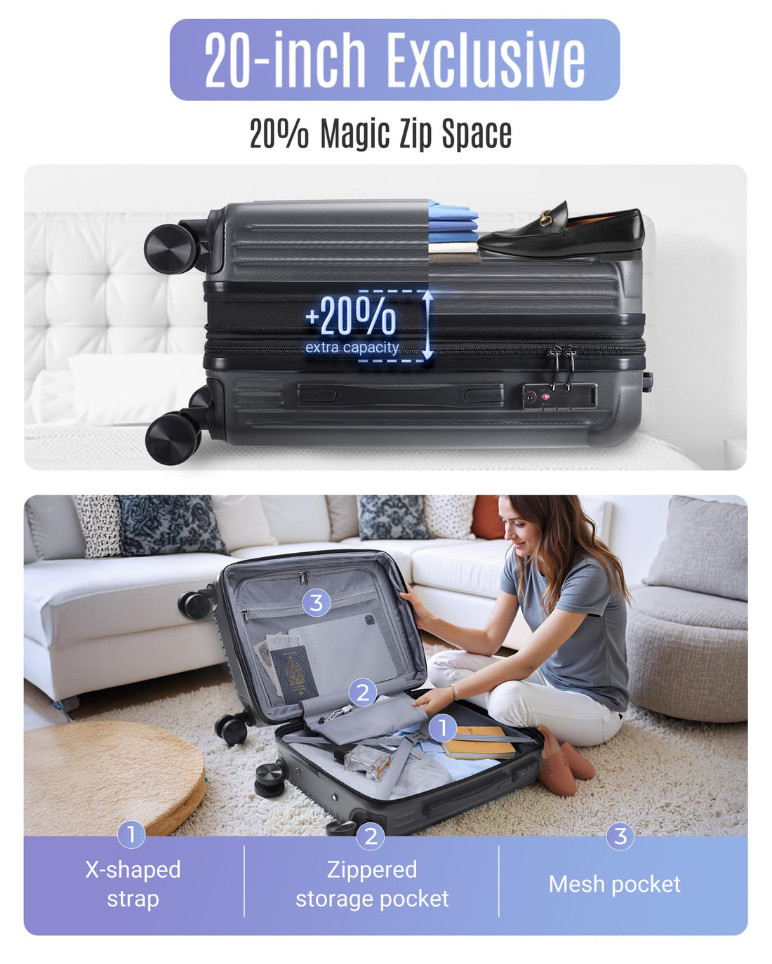 3-Piece Luggage Set – Royal Blue