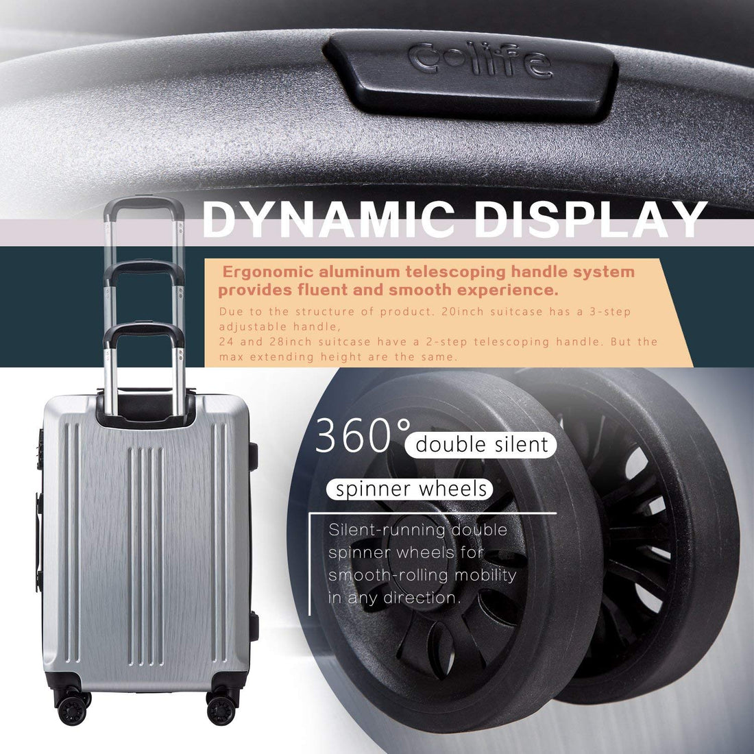 Coolife 3-Piece Expandable Luggage Set