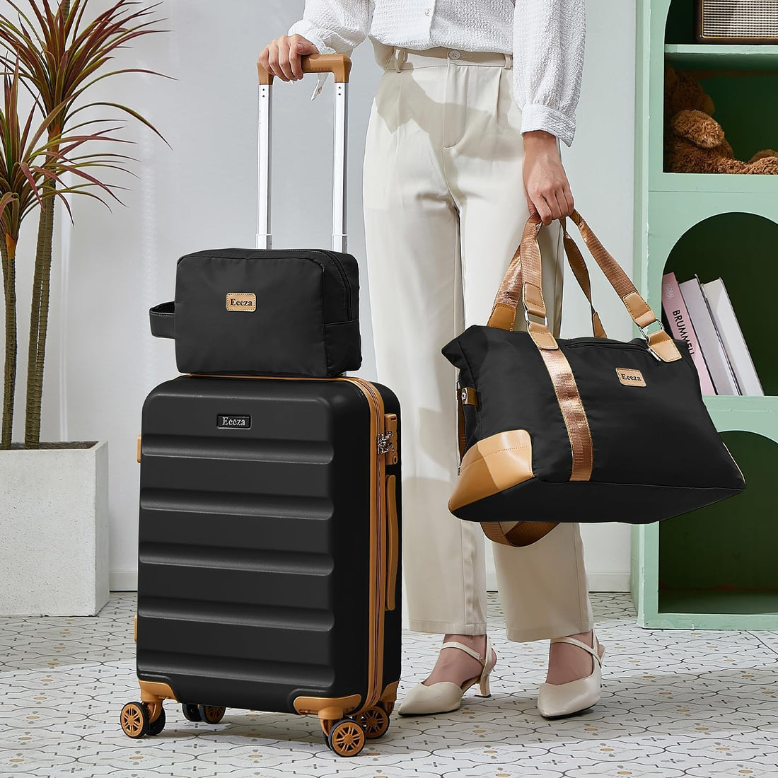 3-Piece Blue Carry-On Luggage Set