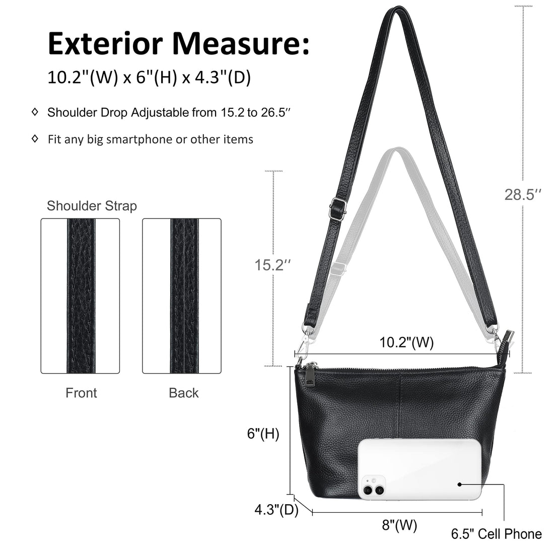 befen Genuine Leather Wristlet Clutch Wallet Purses Small Crossbody Bags for Women with RFID Blocking Card Slots