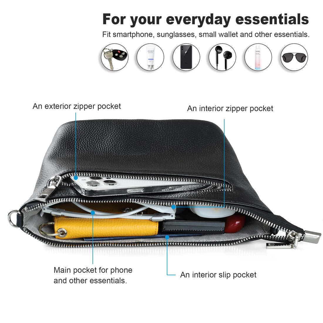 befen Genuine Leather Wristlet Clutch Wallet Purses Small Crossbody Bags for Women with RFID Blocking Card Slots