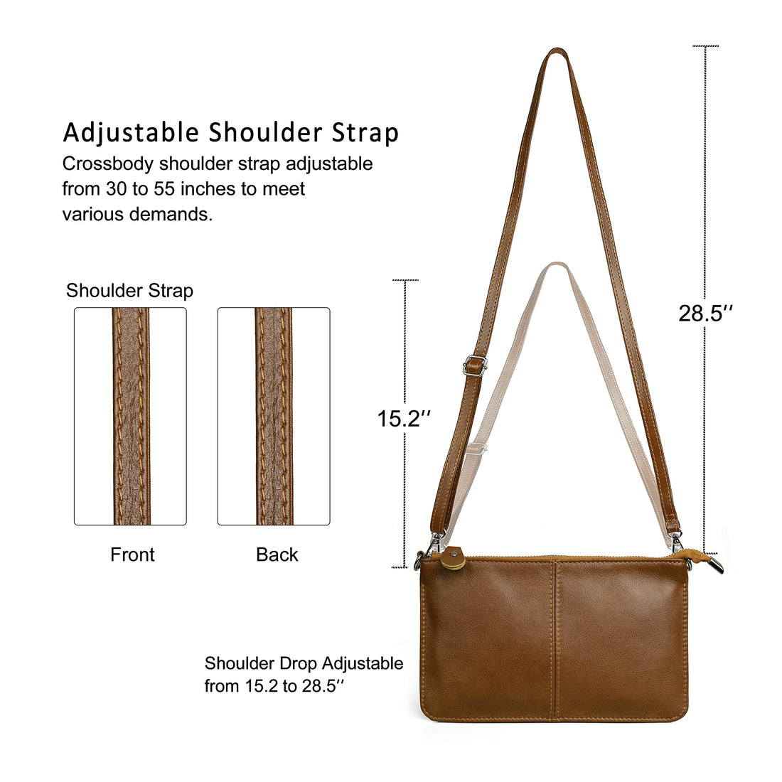 befen Genuine Leather Wristlet Clutch Wallet Purses Small Crossbody Bags for Women with RFID Blocking Card Slots