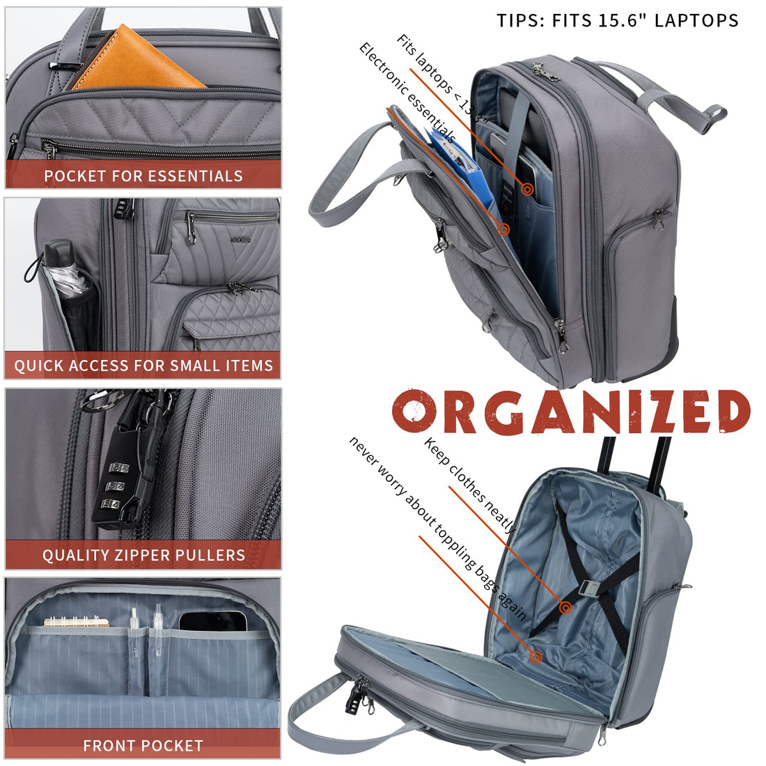 KROSER 16" Underseat Luggage Grey