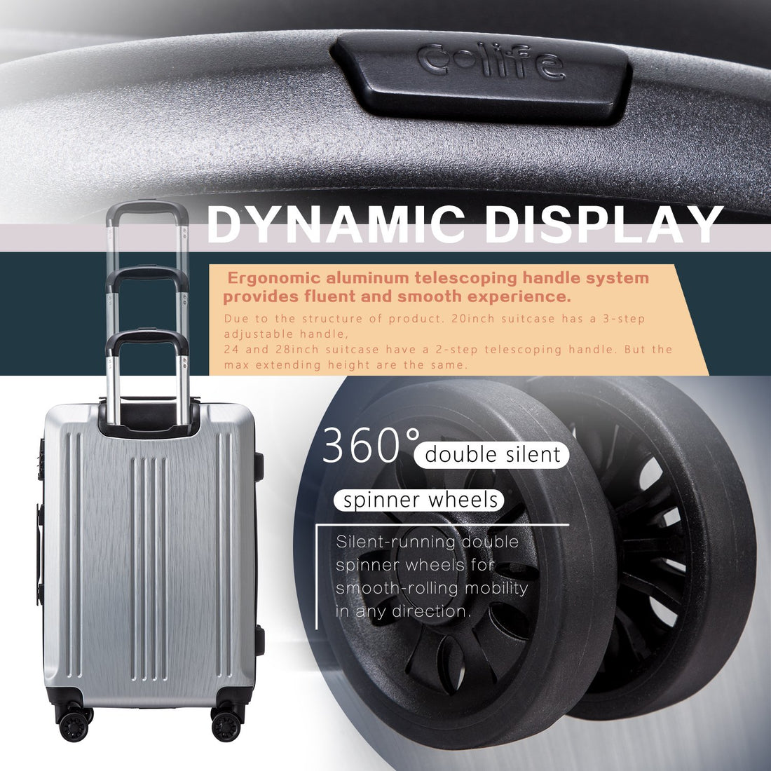 Coolife 3-Piece Expandable Luggage Set