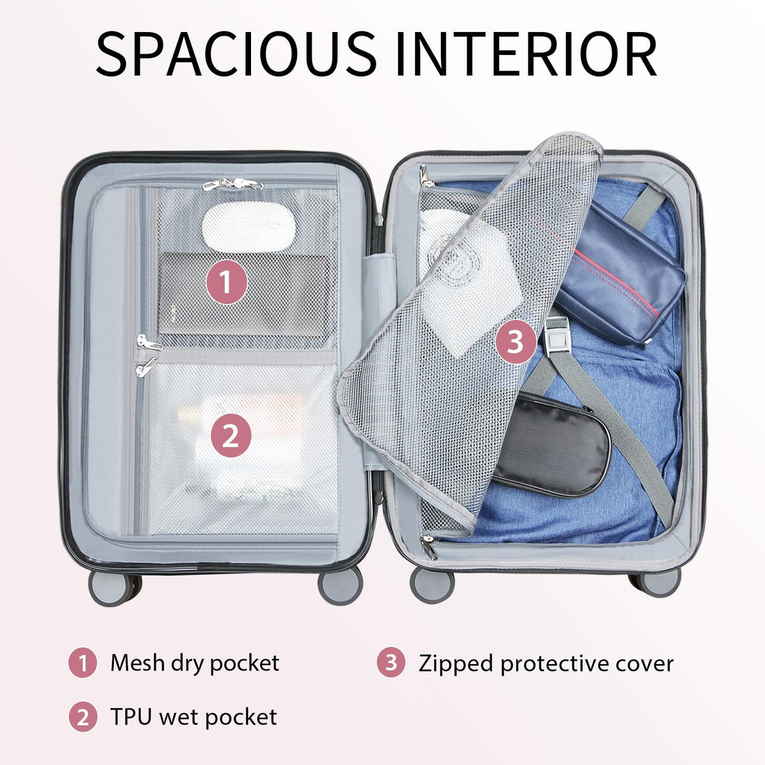 KROSER 20" Carry-On – Steel Grey