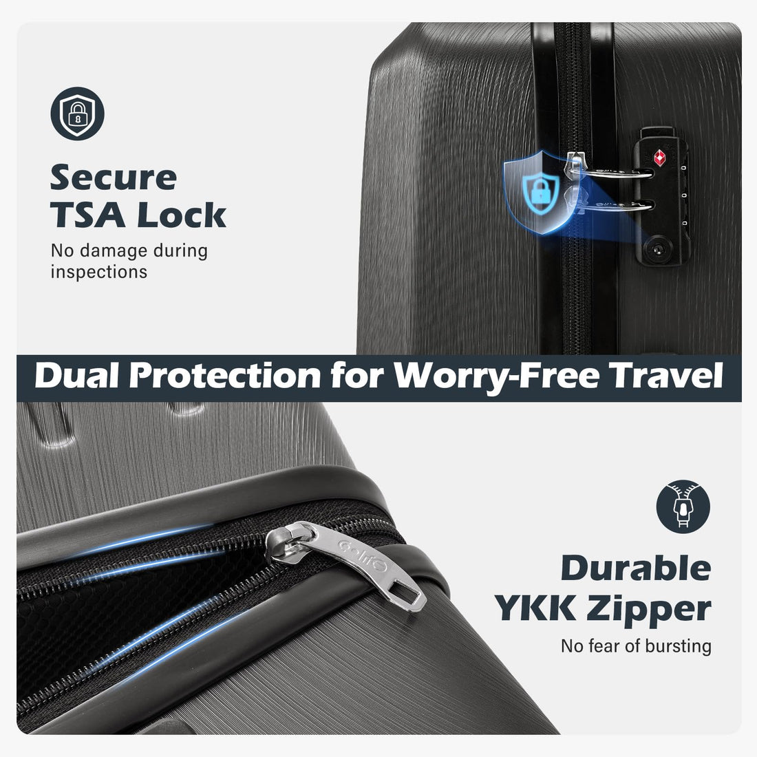Coolife 3-Piece Expandable Luggage Set