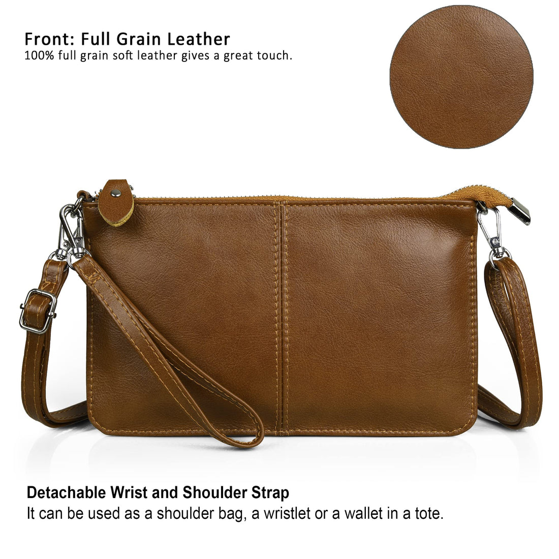 befen Genuine Leather Wristlet Clutch Wallet Purses Small Crossbody Bags for Women with RFID Blocking Card Slots