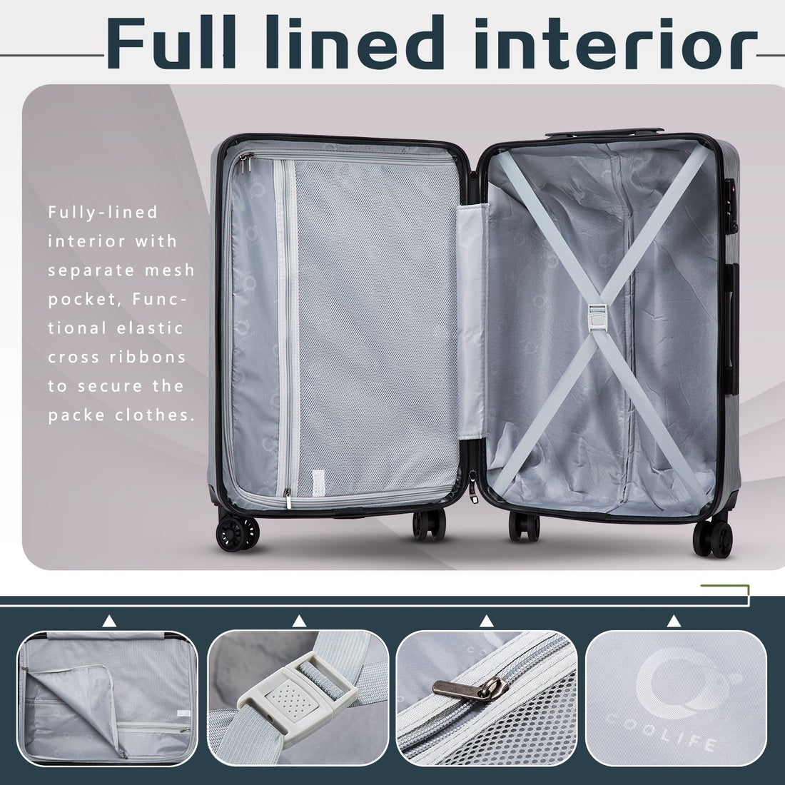 Coolife 3-Piece Expandable Luggage Set