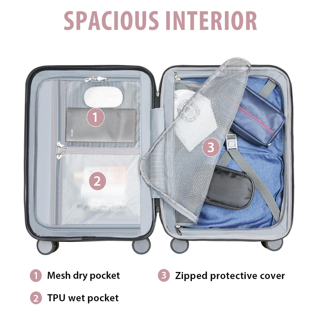 KROSER 20" Carry-On – Steel Grey