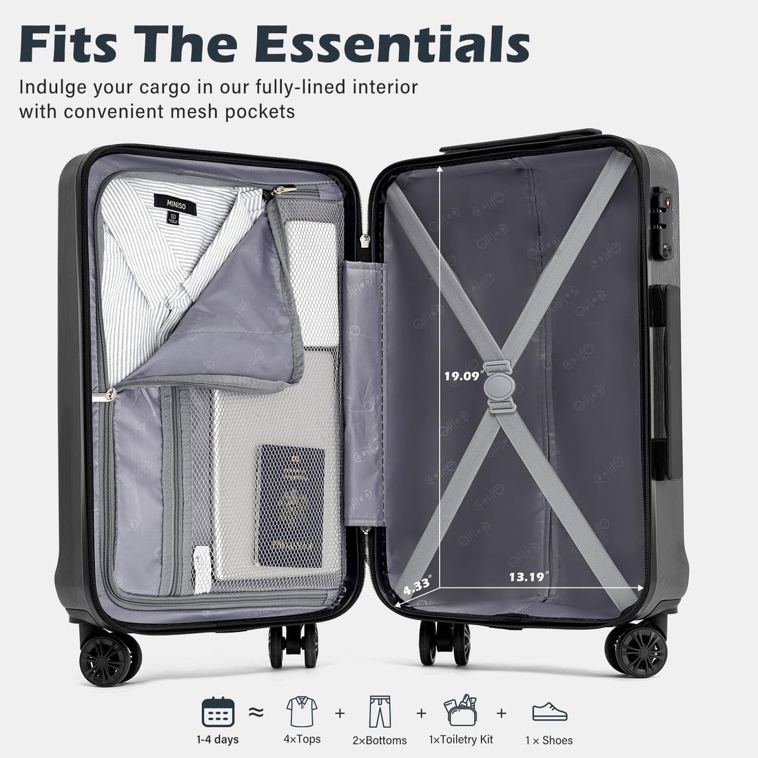Coolife 3-Piece Expandable Luggage Set