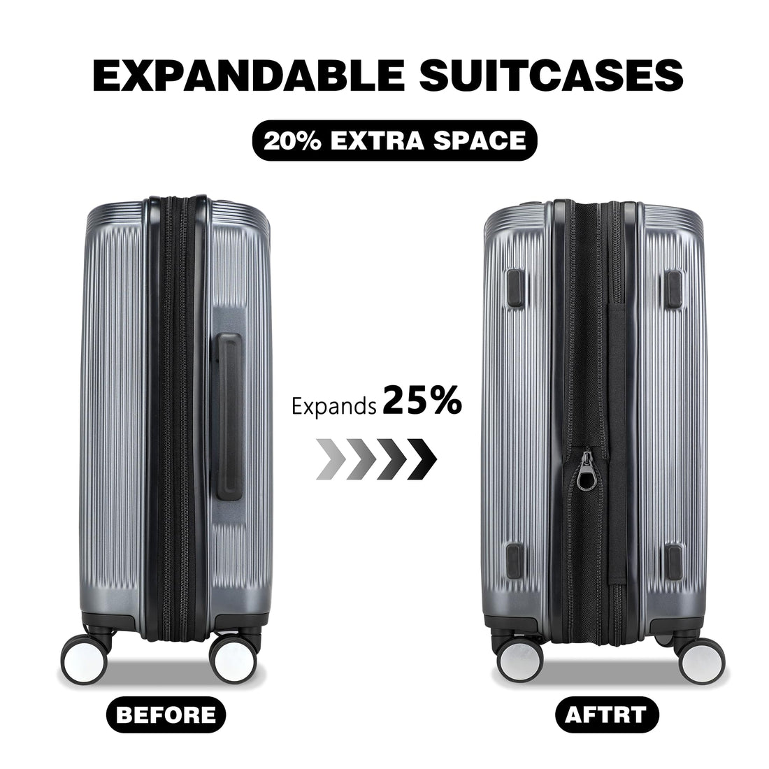 2-Piece Gray Luggage Set 20/28"
