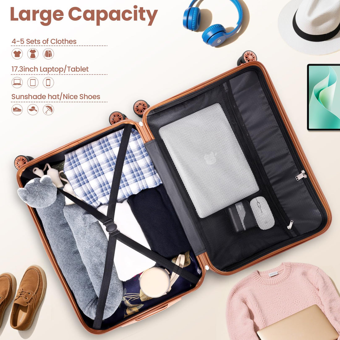 Hoteel 4-Piece Luggage Set – Beige