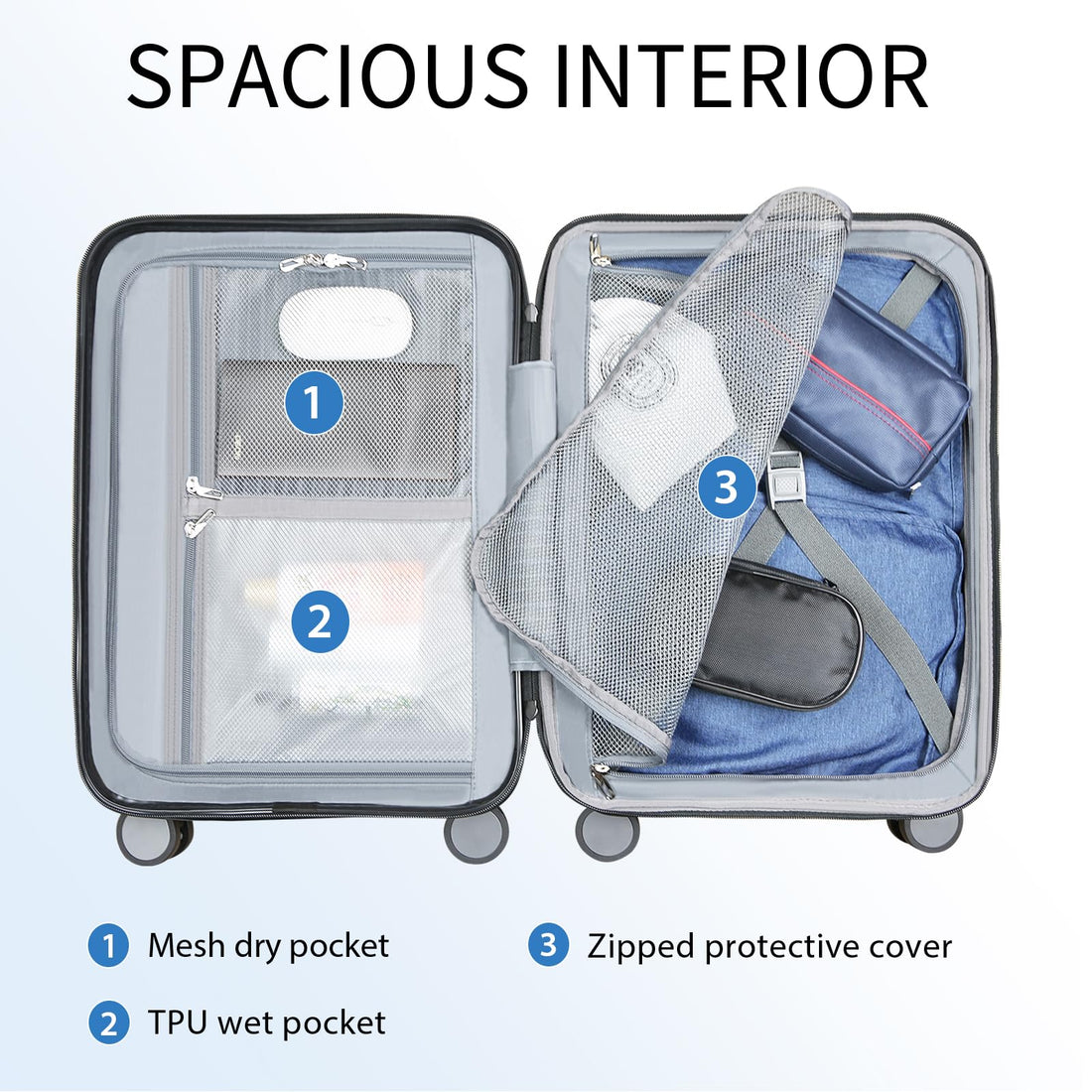 KROSER 20" Carry-On Luggage White