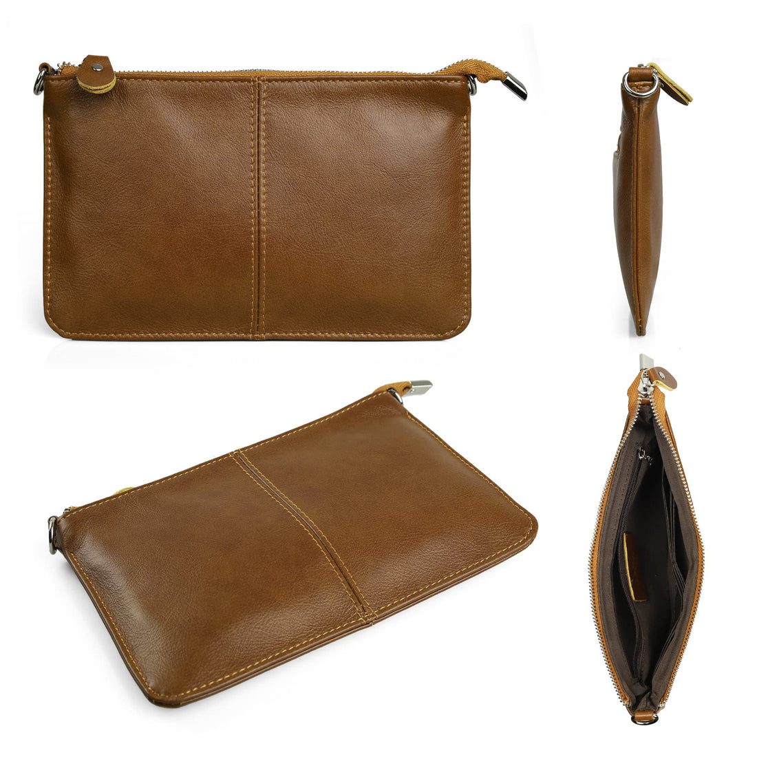 befen Genuine Leather Wristlet Clutch Wallet Purses Small Crossbody Bags for Women with RFID Blocking Card Slots