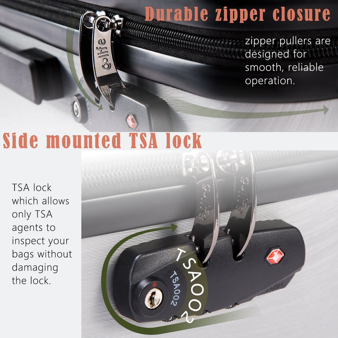 Coolife 3-Piece Expandable Luggage Set