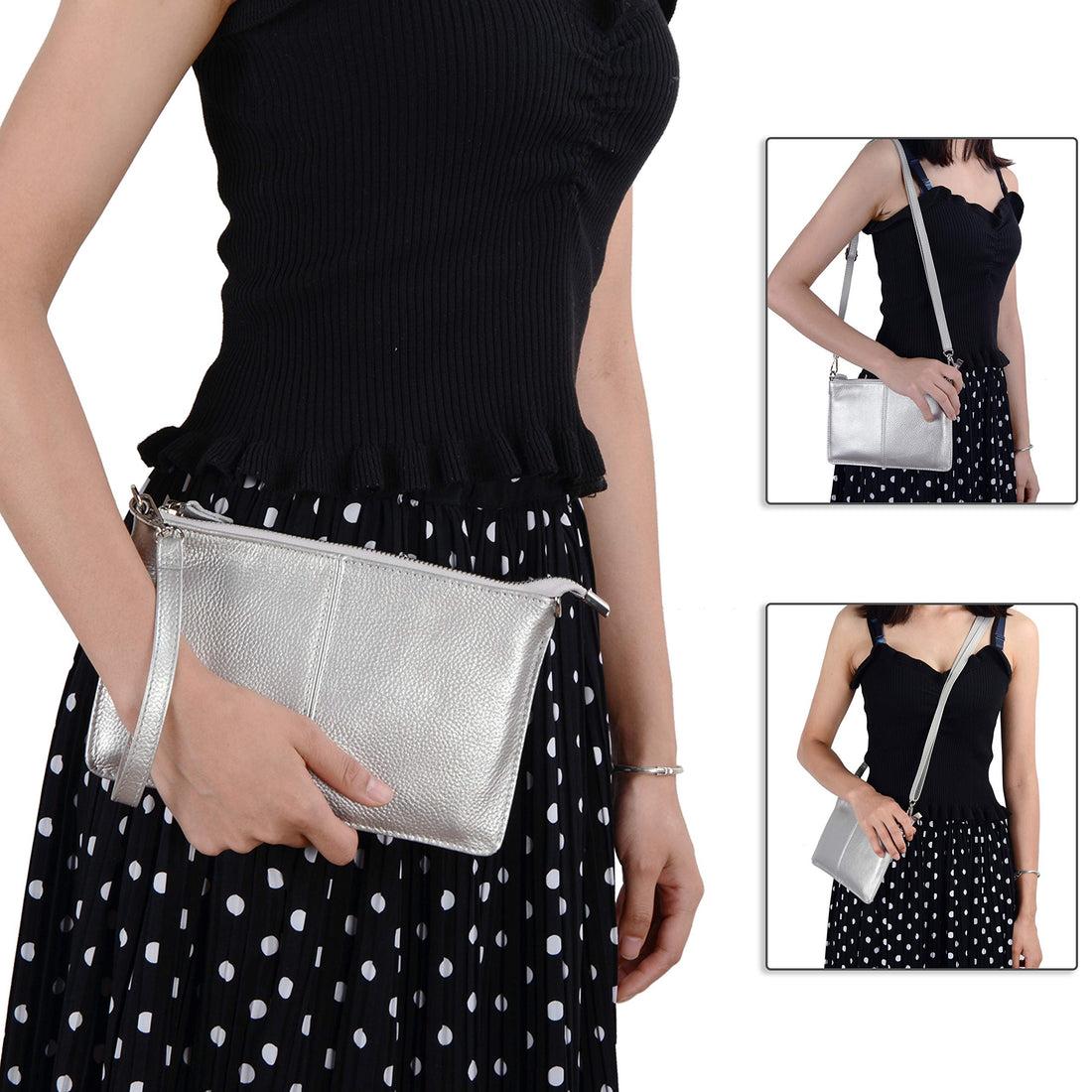 befen Genuine Leather Wristlet Clutch Wallet Purses Small Crossbody Bags for Women with RFID Blocking Card Slots