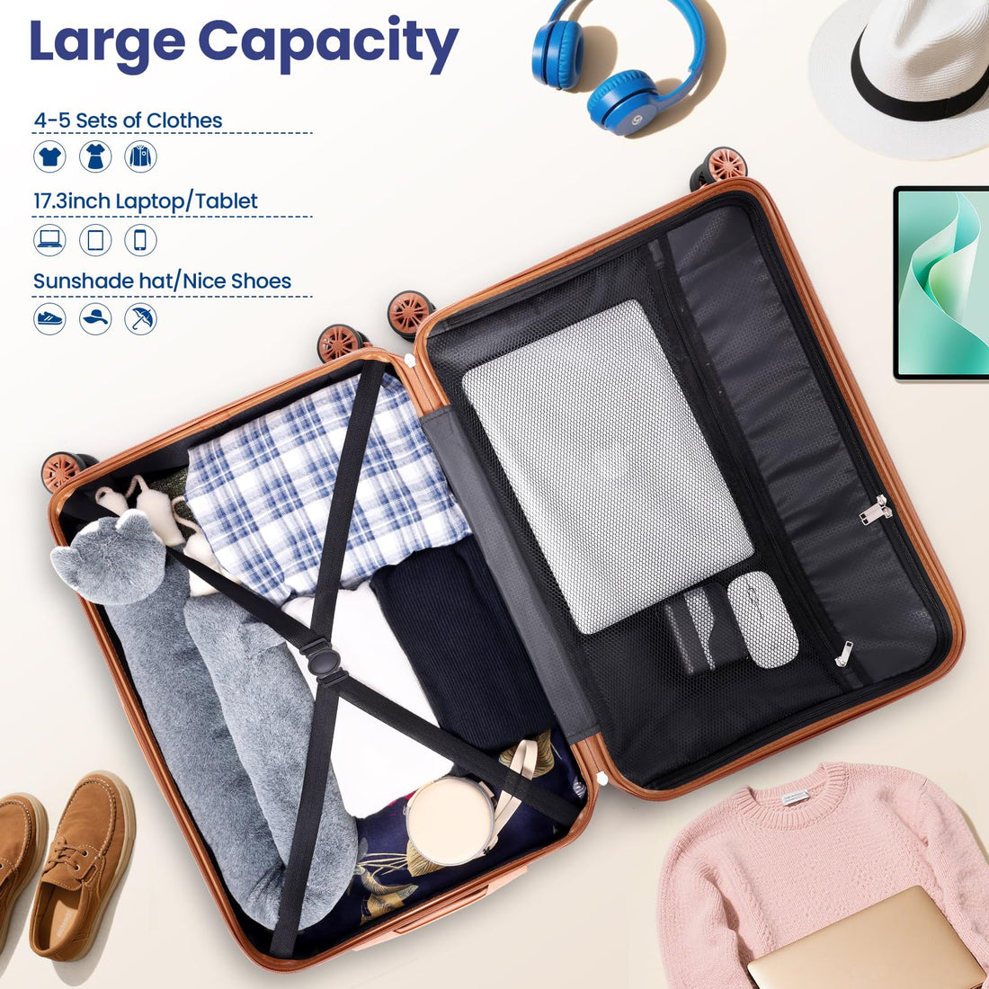 Hoteel 4-Piece Luggage Set – Beige