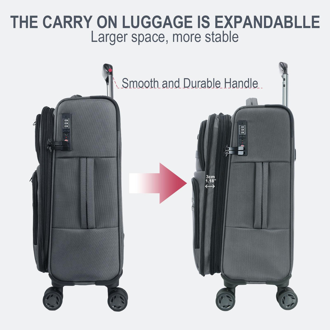 KROSER 20" Carry-On Burgundy