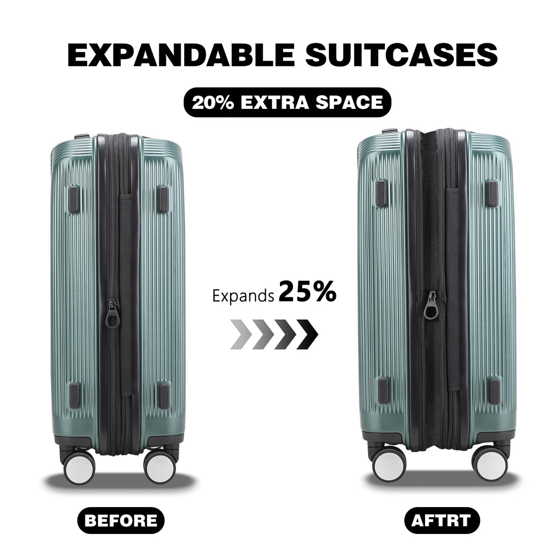 2-Piece Gray Luggage Set 20/28"