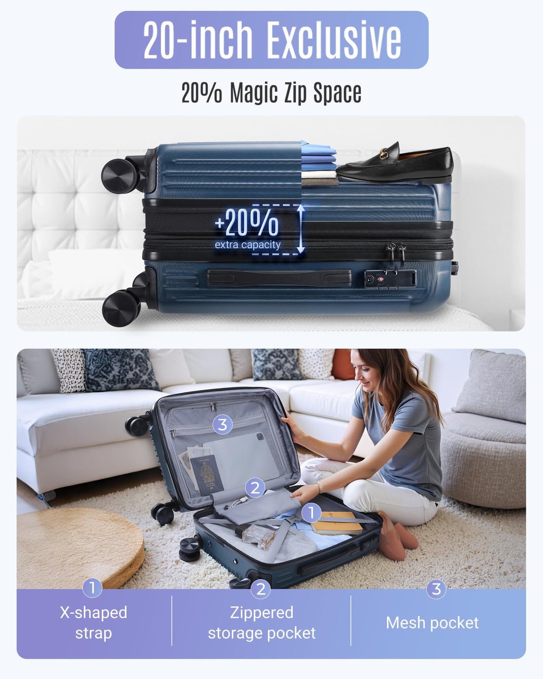 3-Piece Luggage Set – Royal Blue