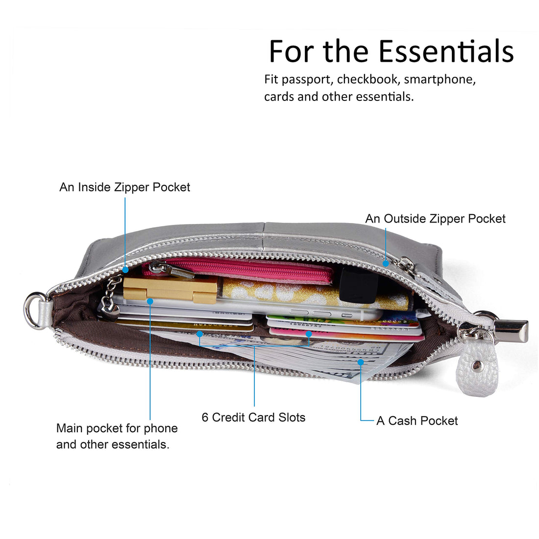 befen Genuine Leather Wristlet Clutch Wallet Purses Small Crossbody Bags for Women with RFID Blocking Card Slots