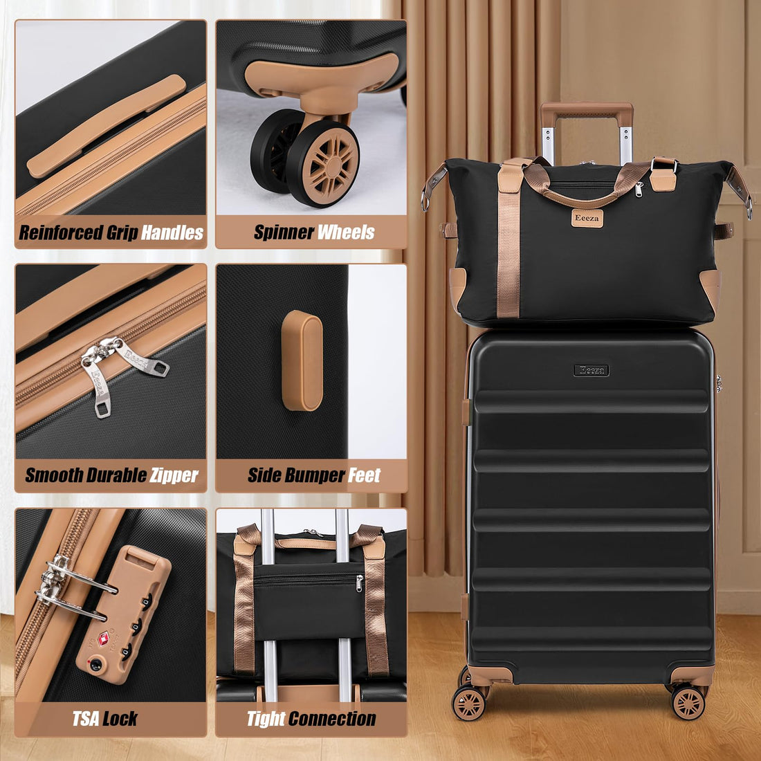 3-Piece Blue Carry-On Luggage Set