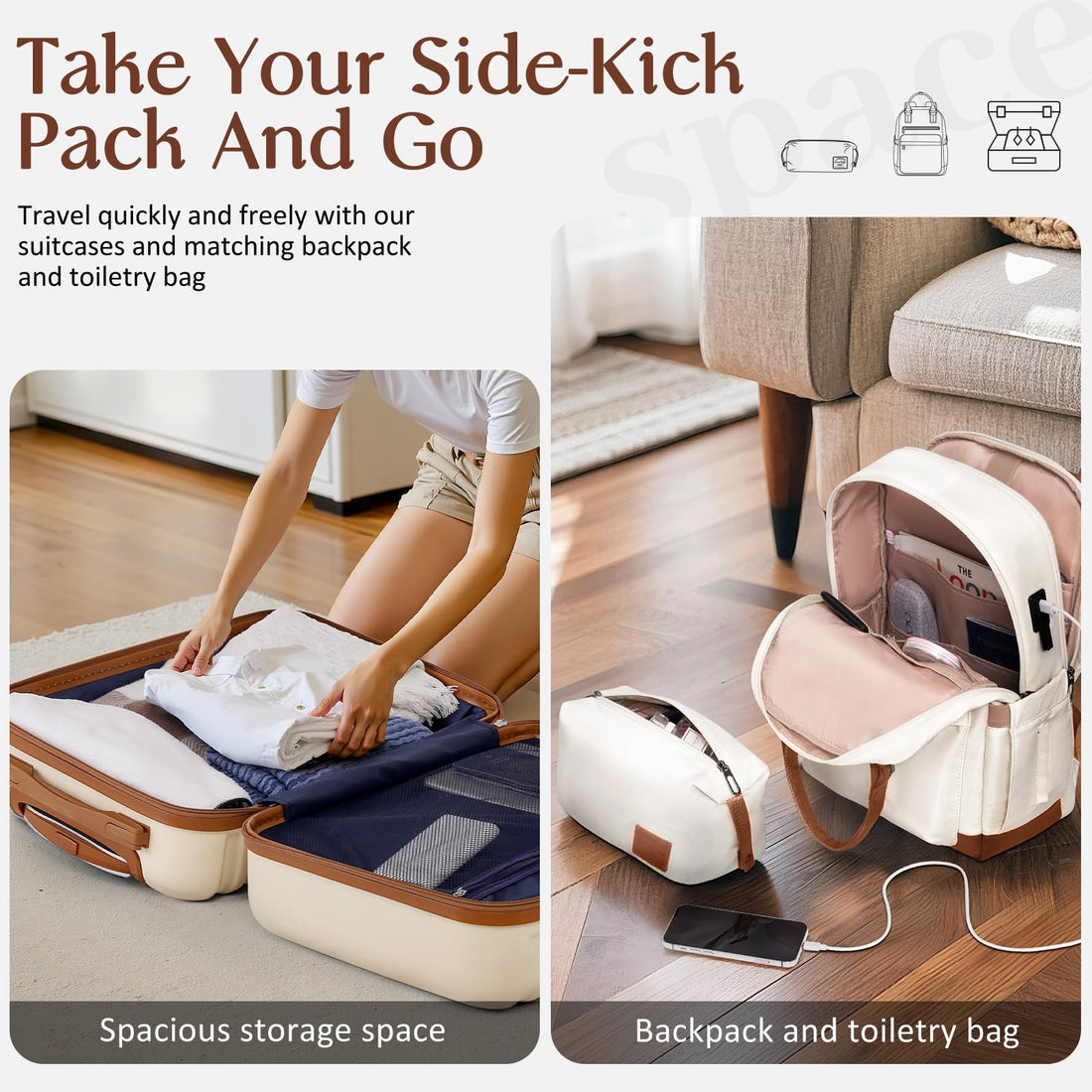 Coolife 3-Piece Luggage Set – Navy