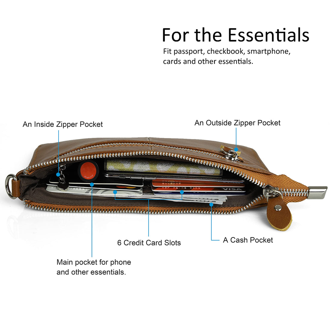 befen Genuine Leather Wristlet Clutch Wallet Purses Small Crossbody Bags for Women with RFID Blocking Card Slots
