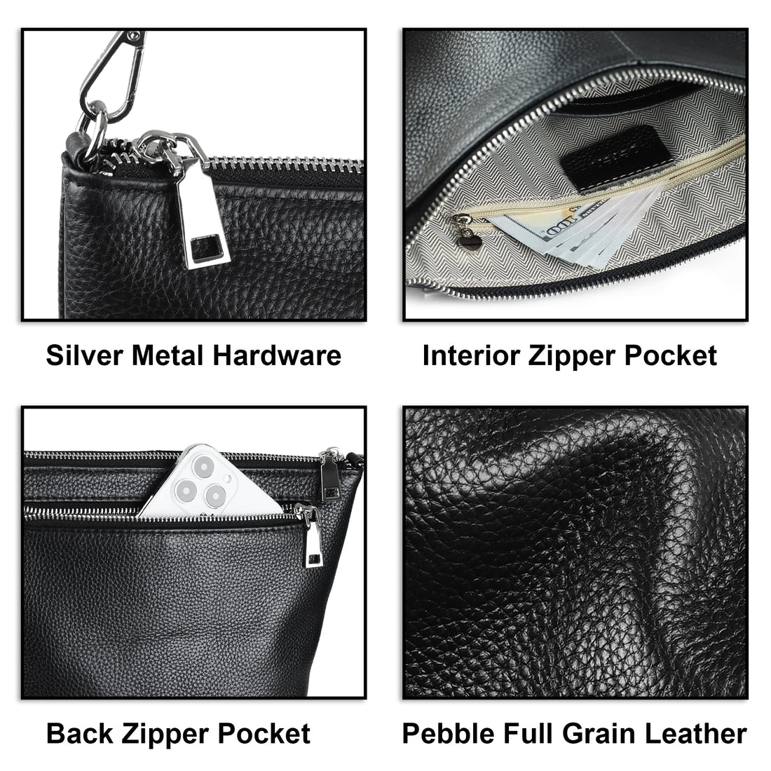 befen Genuine Leather Wristlet Clutch Wallet Purses Small Crossbody Bags for Women with RFID Blocking Card Slots