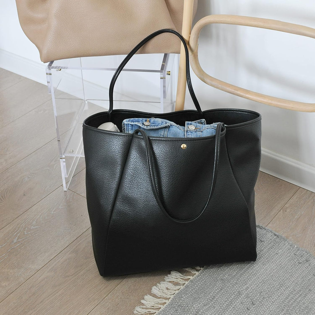 Oversize PU Tote Bag – Women