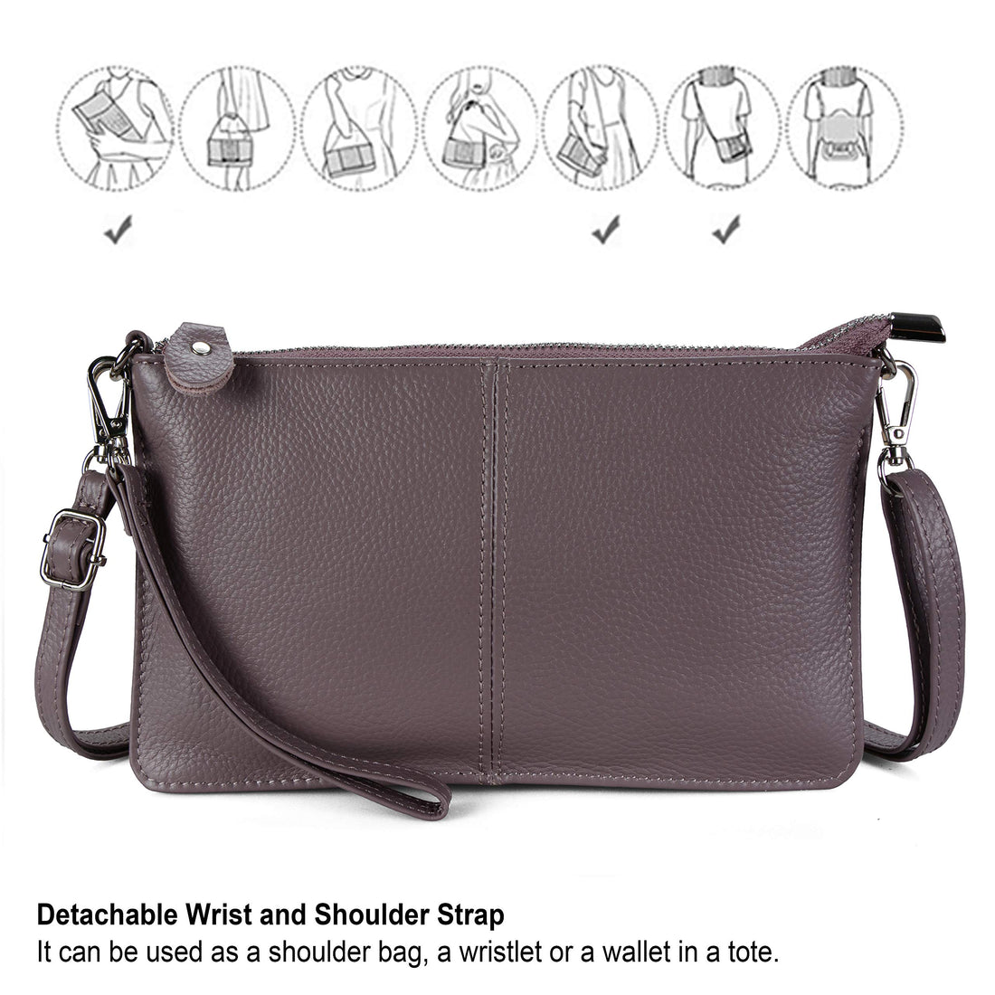 befen Genuine Leather Wristlet Clutch Wallet Purses Small Crossbody Bags for Women with RFID Blocking Card Slots