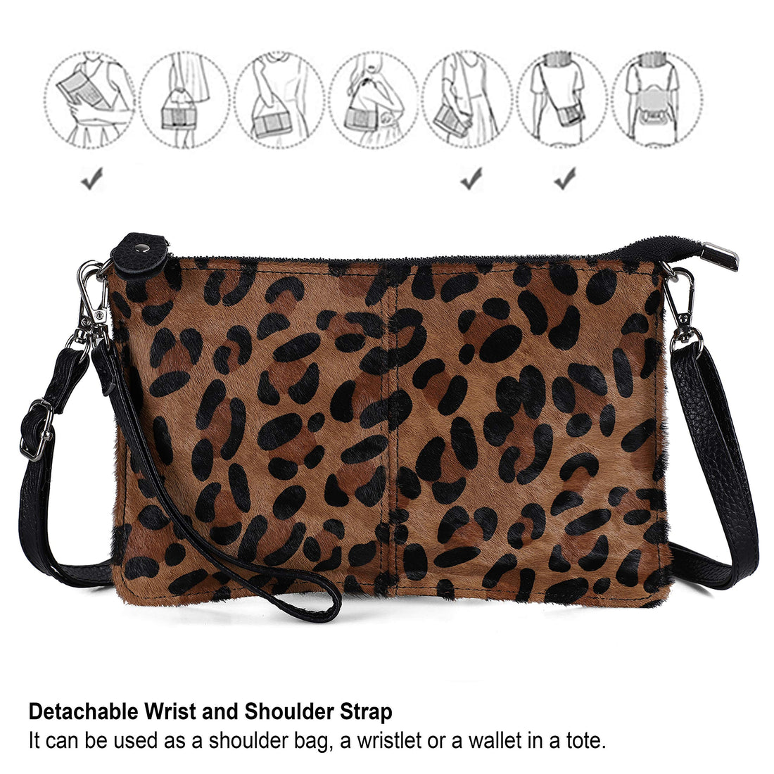 befen Genuine Leather Wristlet Clutch Wallet Purses Small Crossbody Bags for Women with RFID Blocking Card Slots